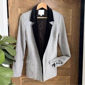 Piperlime Gray and Black Velvet Trim Women's Blazer Size S
